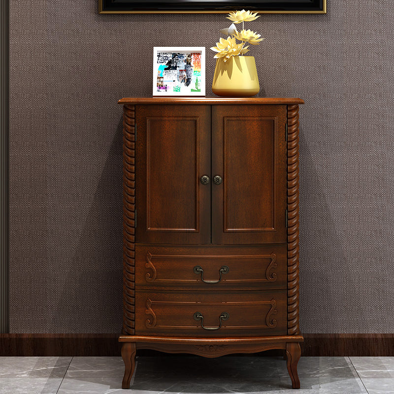 37.4'"Tall Brown Wooden Chest, Rectangle Accent Cabinet with Drawers