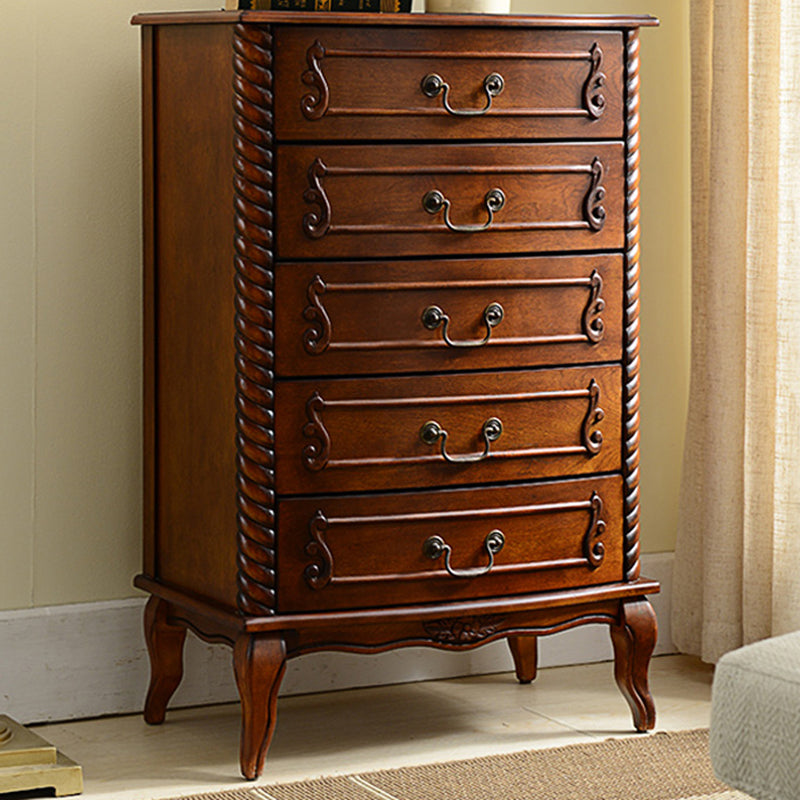 37.4'"Tall Brown Wooden Chest, Rectangle Accent Cabinet with Drawers