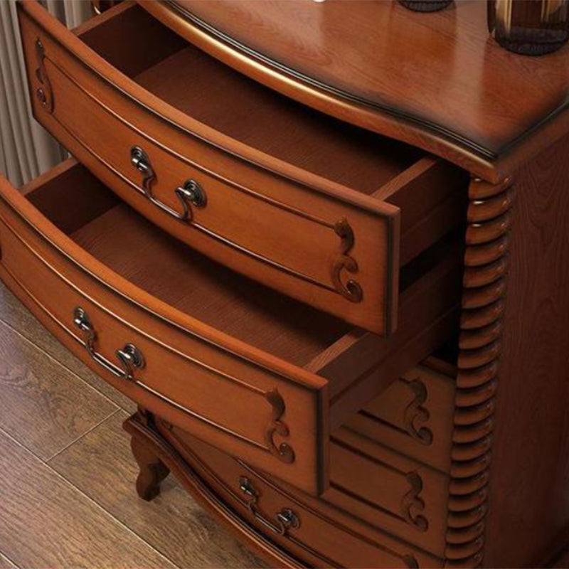 37.4'"Tall Brown Wooden Chest, Rectangle Accent Cabinet with Drawers
