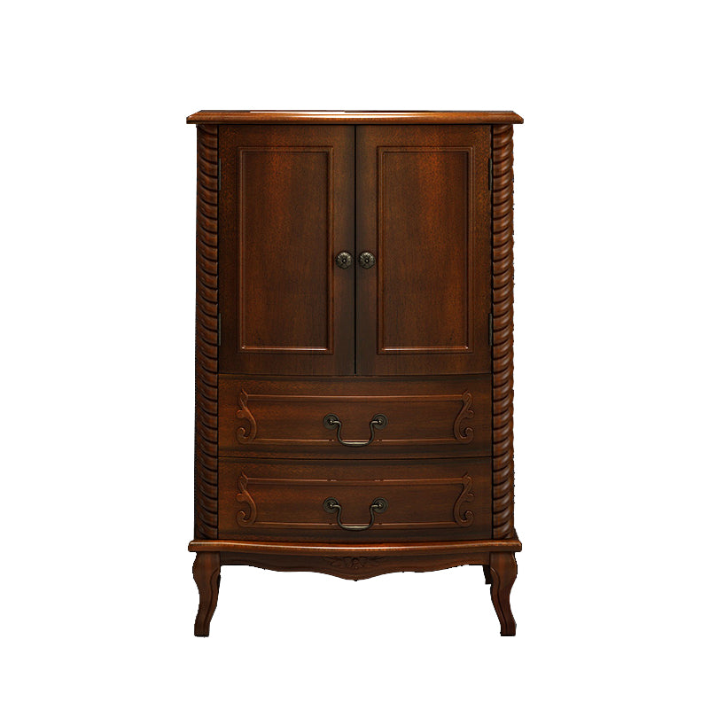 37.4'"Tall Brown Wooden Chest, Rectangle Accent Cabinet with Drawers