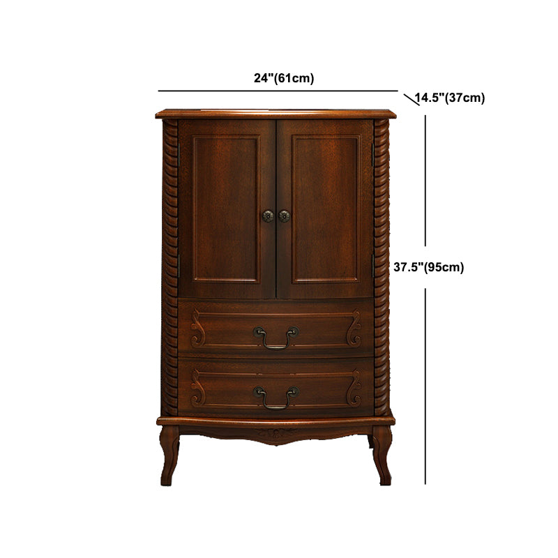 37.4'"Tall Brown Wooden Chest, Rectangle Accent Cabinet with Drawers