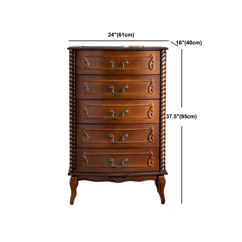 37.4'"Tall Brown Wooden Chest, Rectangle Accent Cabinet with Drawers