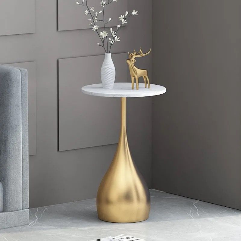 23.6 inch Tall Metal Side Table Minimalist Pedestal End Table