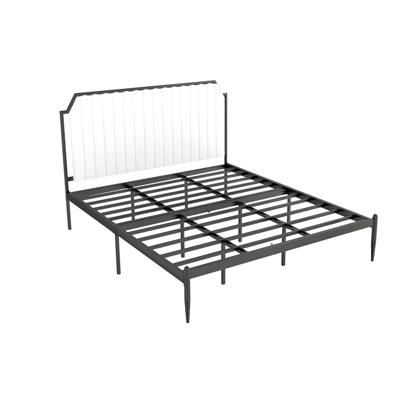 Contemporary Scooped Panel Headboard Bed with Metal Legs in Iron