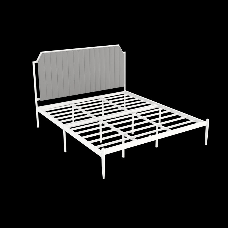 Contemporary Scooped Panel Headboard Bed with Metal Legs in Iron