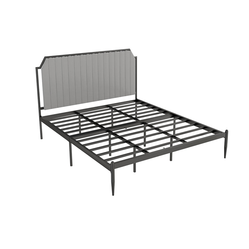 Contemporary Scooped Panel Headboard Bed with Metal Legs in Iron