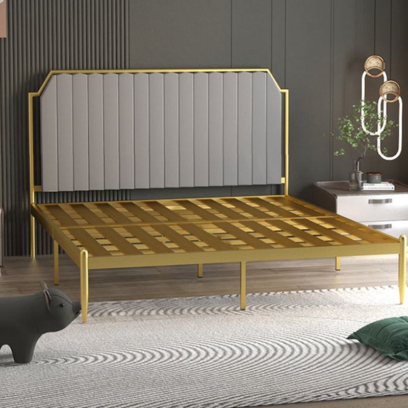 Contemporary Scooped Panel Headboard Bed with Metal Legs in Iron