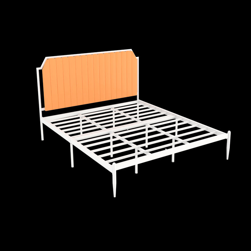 Contemporary Scooped Panel Headboard Bed with Metal Legs in Iron