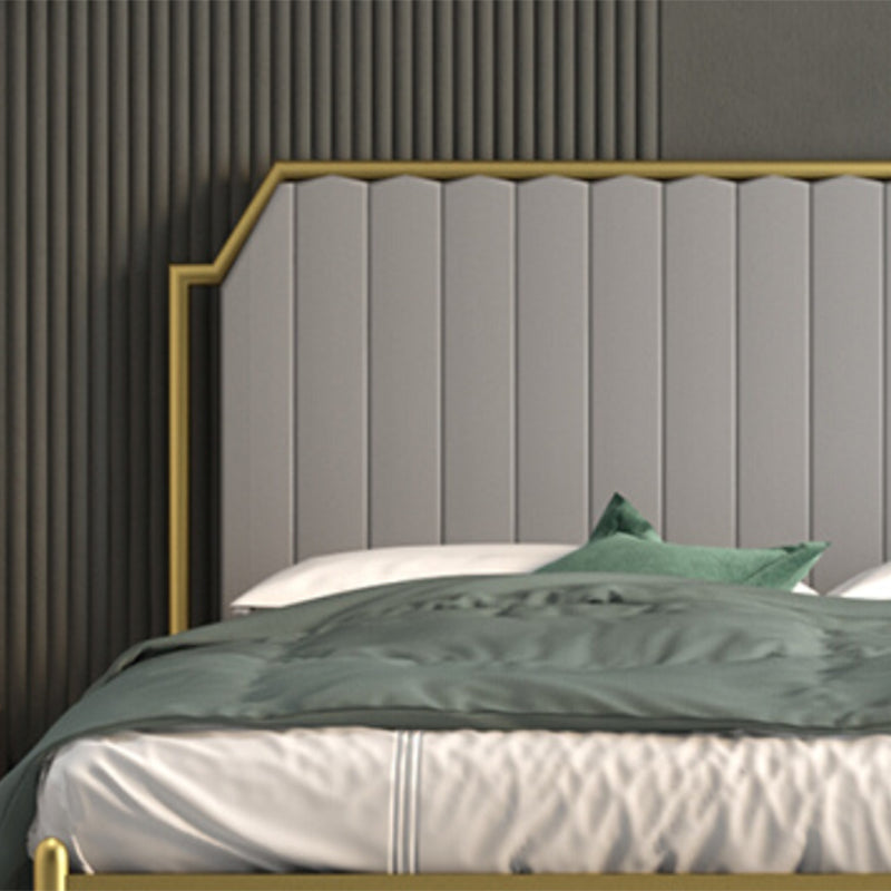 Contemporary Scooped Panel Headboard Bed with Metal Legs in Iron