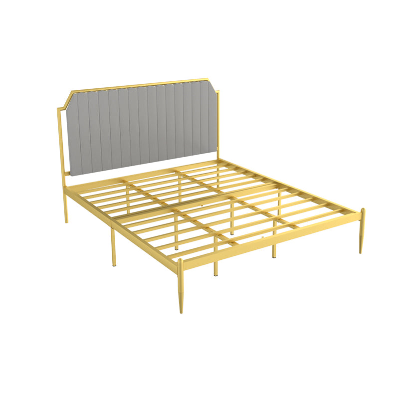 Contemporary Scooped Panel Headboard Bed with Metal Legs in Iron