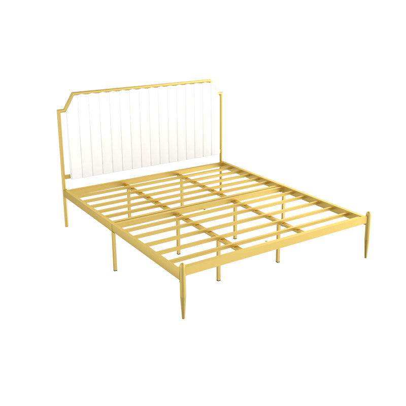 Contemporary Scooped Panel Headboard Bed with Metal Legs in Iron