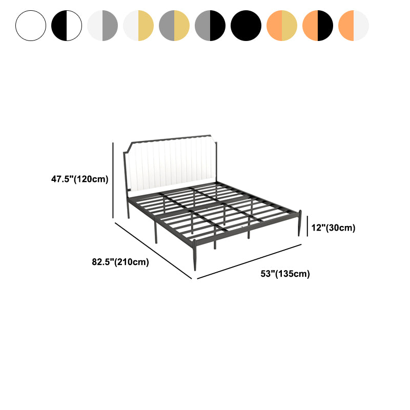 Contemporary Scooped Panel Headboard Bed with Metal Legs in Iron