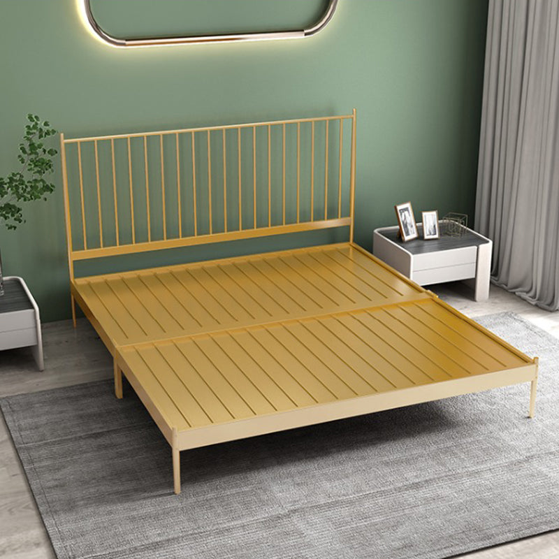 Contemporary Iron Open Frame Bed with Spindle Headboard for Bedroom