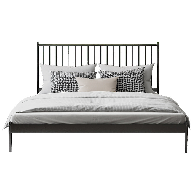 Contemporary Iron Open Frame Bed with Spindle Headboard for Bedroom