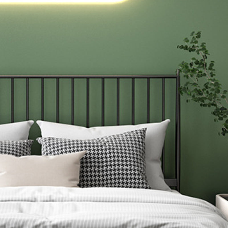 Contemporary Iron Open Frame Bed with Spindle Headboard for Bedroom