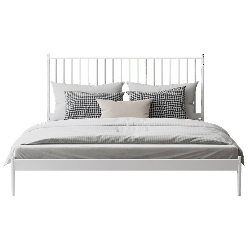 Contemporary Iron Open Frame Bed with Spindle Headboard for Bedroom