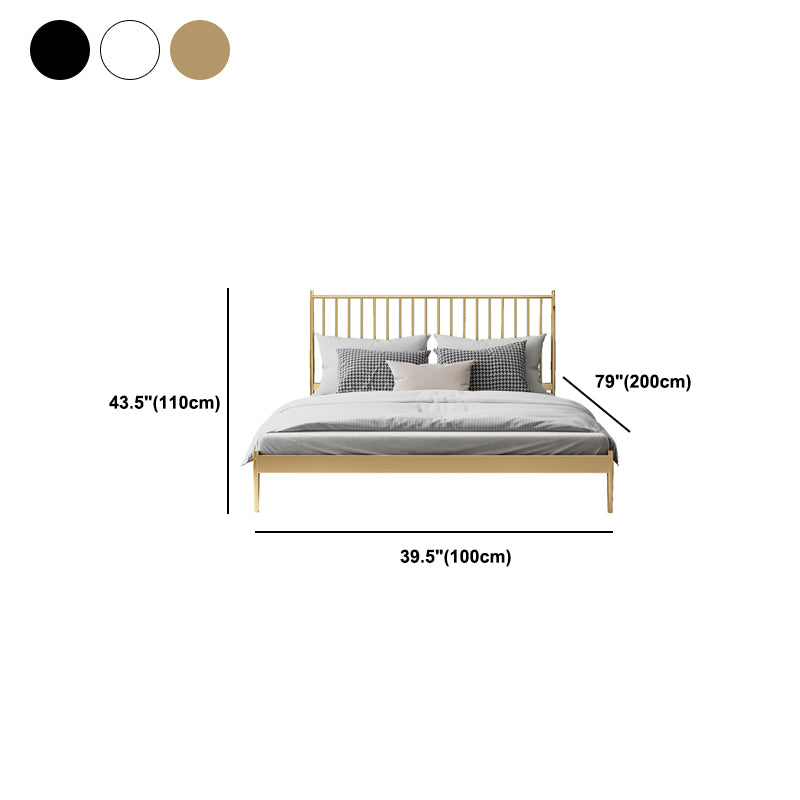 Contemporary Iron Open Frame Bed with Spindle Headboard for Bedroom