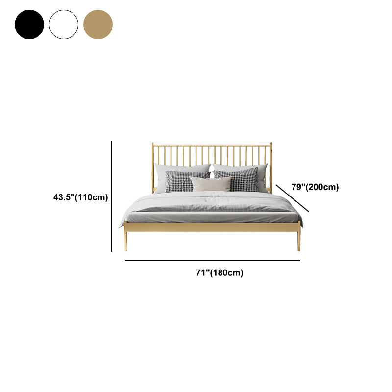Contemporary Iron Open Frame Bed with Spindle Headboard for Bedroom