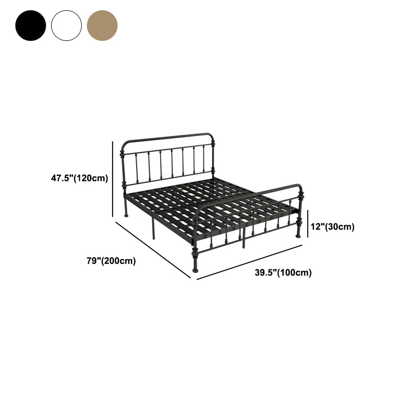 Open-Frame Bed with Spindle Headboard and Metal Legs in Solid Color