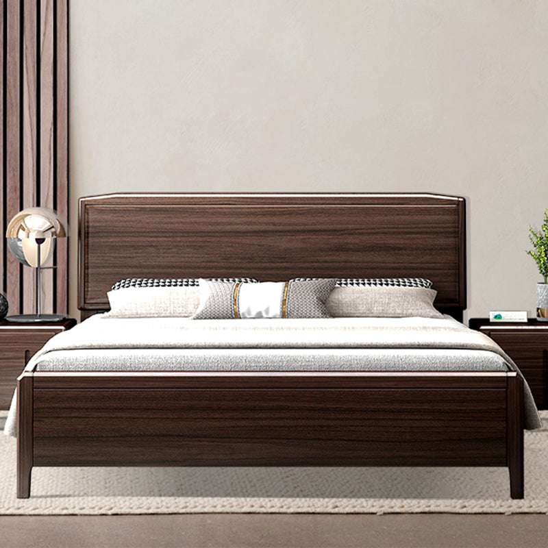 Mid-century Wood Walnut Bed Frame 85-In D Panel Bed Frame in Brown