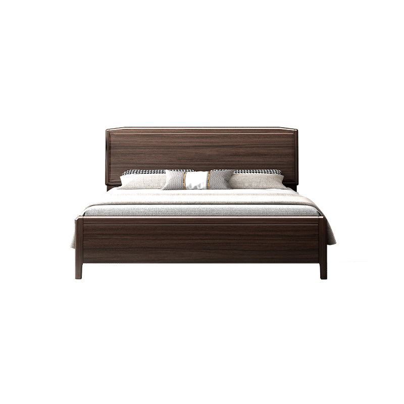 Mid-century Wood Walnut Bed Frame 85-In D Panel Bed Frame in Brown