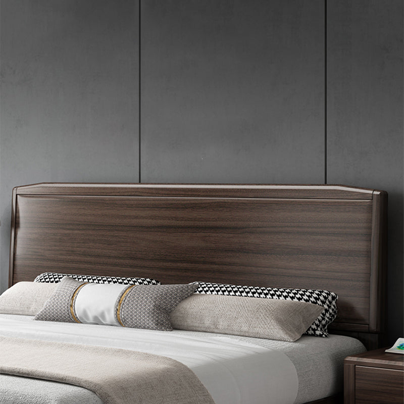 Mid-century Wood Walnut Bed Frame 85-In D Panel Bed Frame in Brown