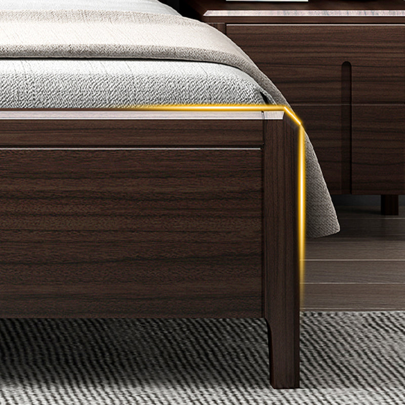 Mid-century Wood Walnut Bed Frame 85-In D Panel Bed Frame in Brown