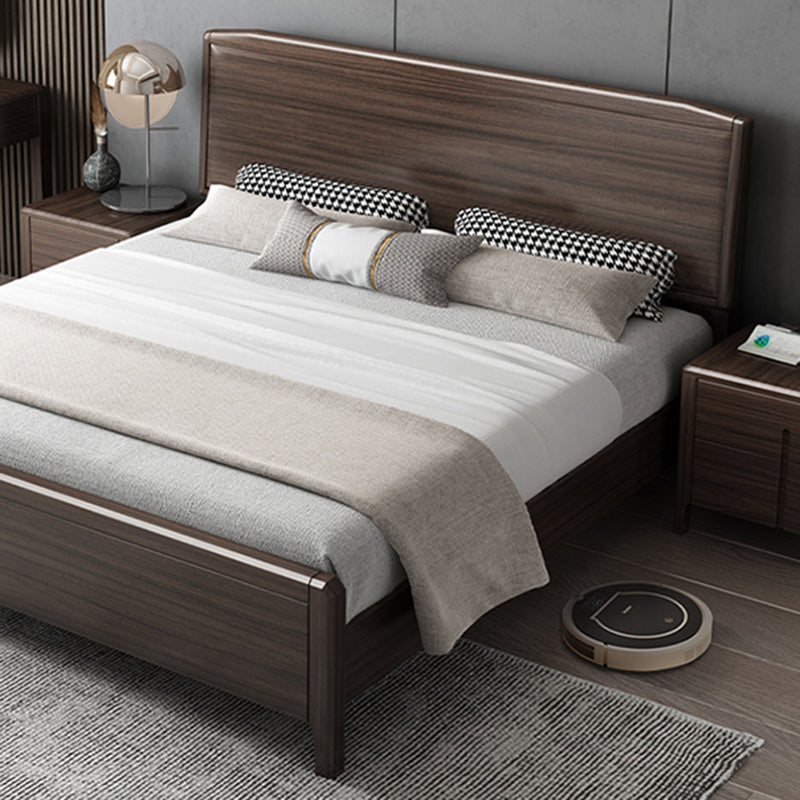 Mid-century Wood Walnut Bed Frame 85-In D Panel Bed Frame in Brown