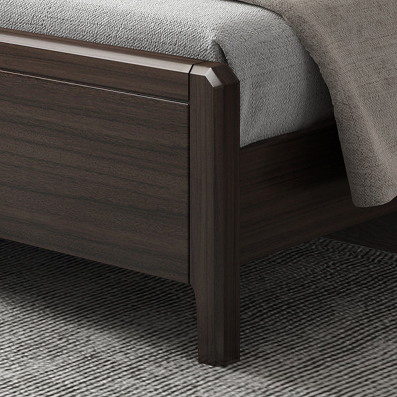 Mid-century Wood Walnut Bed Frame 85-In D Panel Bed Frame in Brown