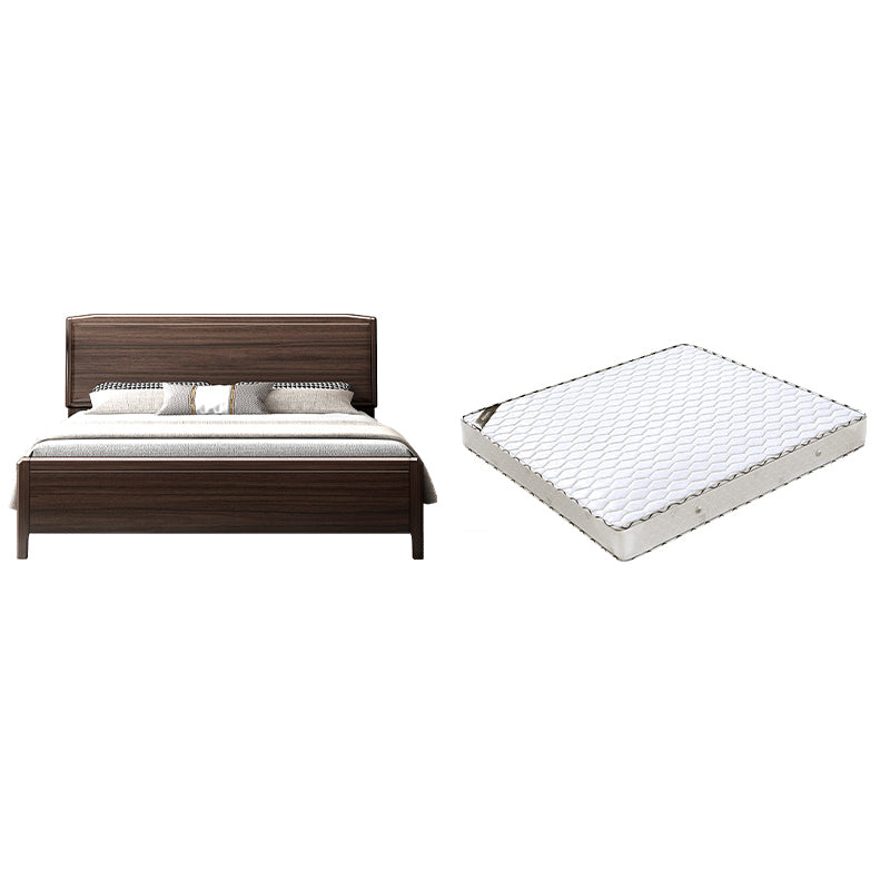 Mid-century Wood Walnut Bed Frame 85-In D Panel Bed Frame in Brown