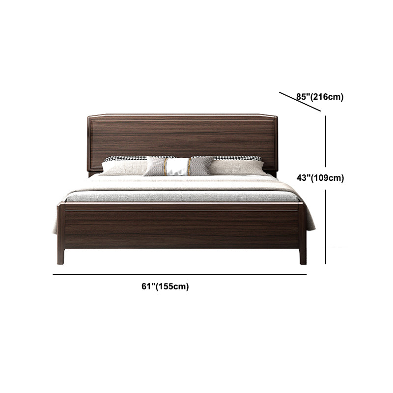 Mid-century Wood Walnut Bed Frame 85-In D Panel Bed Frame in Brown