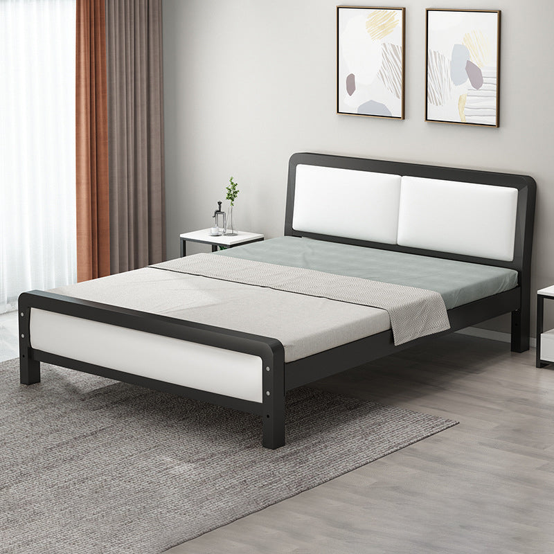 Modern Iron Wire-Grid Bed Frame 36.6" H Black & White Panel Bed with Headboard