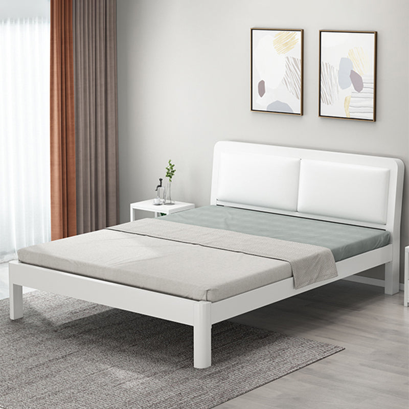 Modern Iron Wire-Grid Bed Frame 36.6" H Black & White Panel Bed with Headboard