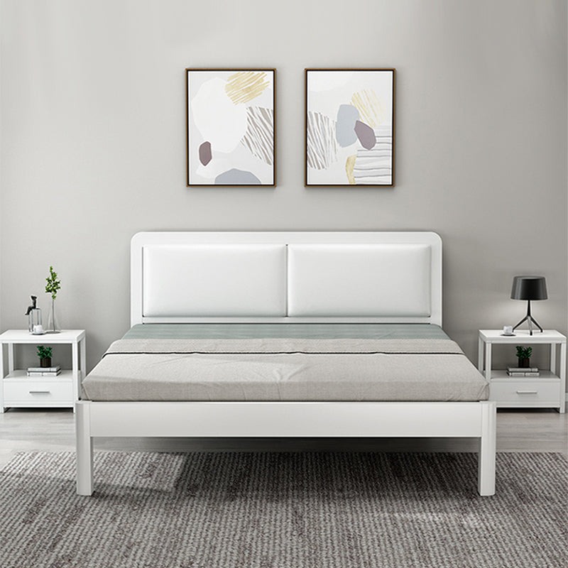 Modern Iron Wire-Grid Bed Frame 36.6" H Black & White Panel Bed with Headboard