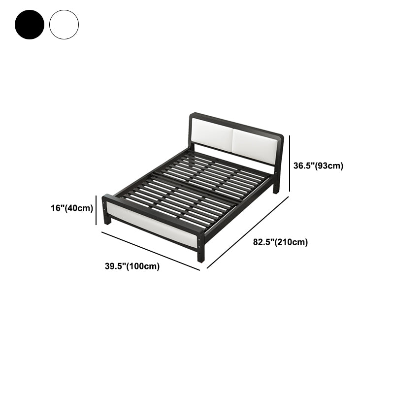 Modern Iron Wire-Grid Bed Frame 36.6" H Black & White Panel Bed with Headboard