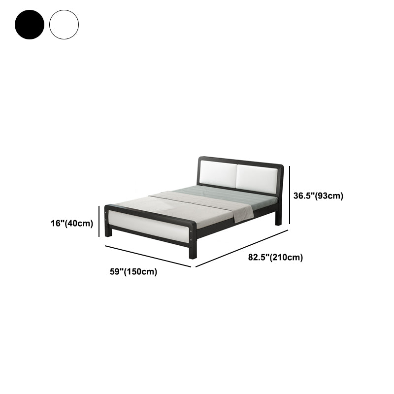 Modern Iron Wire-Grid Bed Frame 36.6" H Black & White Panel Bed with Headboard