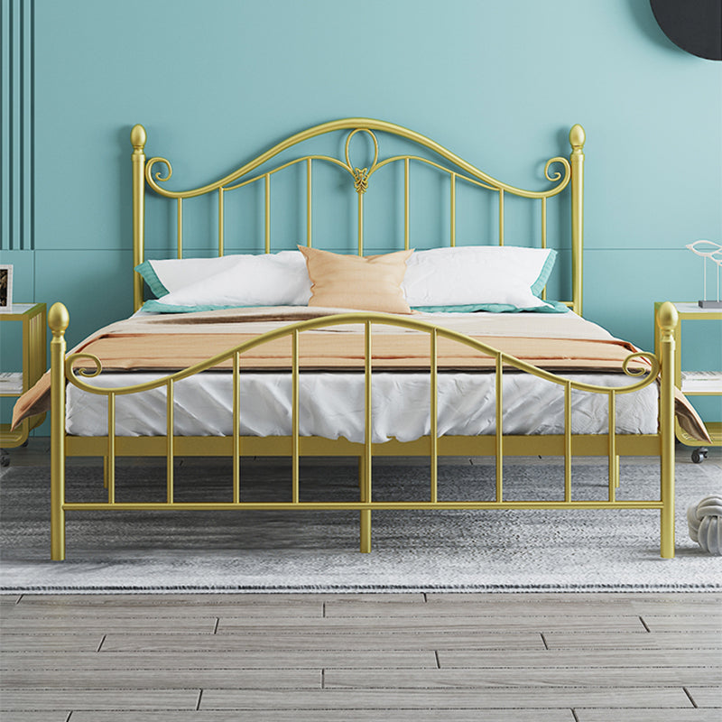 Contemporary Wire-Grid Open-Frame Bed with Metal Arched Headboard