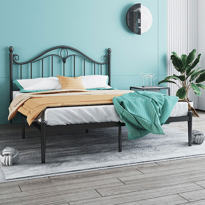 Contemporary Wire-Grid Open-Frame Bed with Metal Arched Headboard