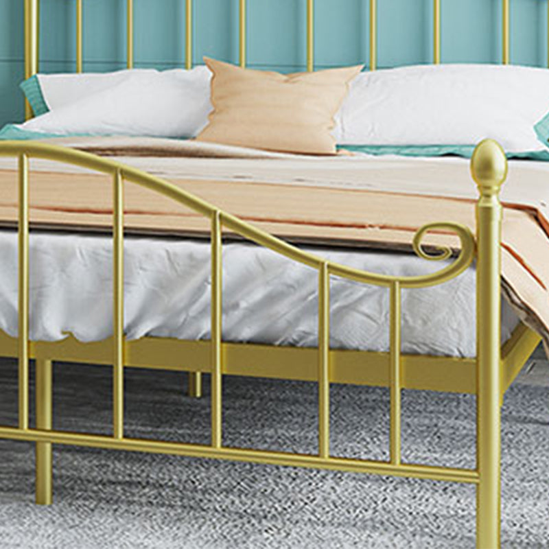 Contemporary Wire-Grid Open-Frame Bed with Metal Arched Headboard