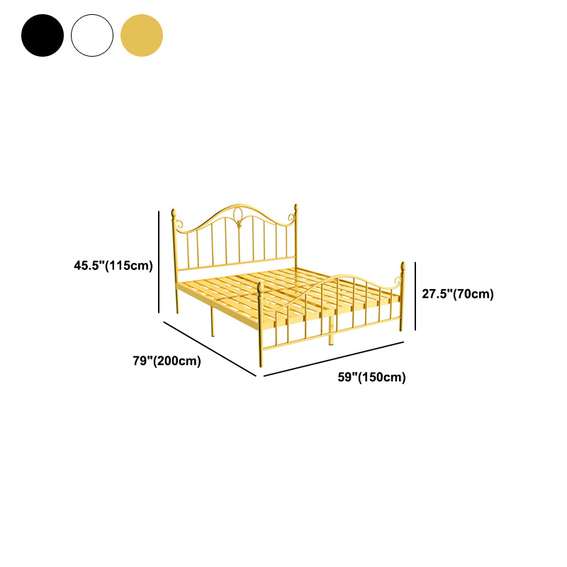 Contemporary Wire-Grid Open-Frame Bed with Metal Arched Headboard