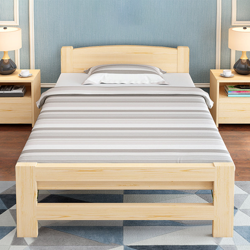 Natural Pine Wood Bed Frame Nordic 21.65" H Folding Bed with Headboard
