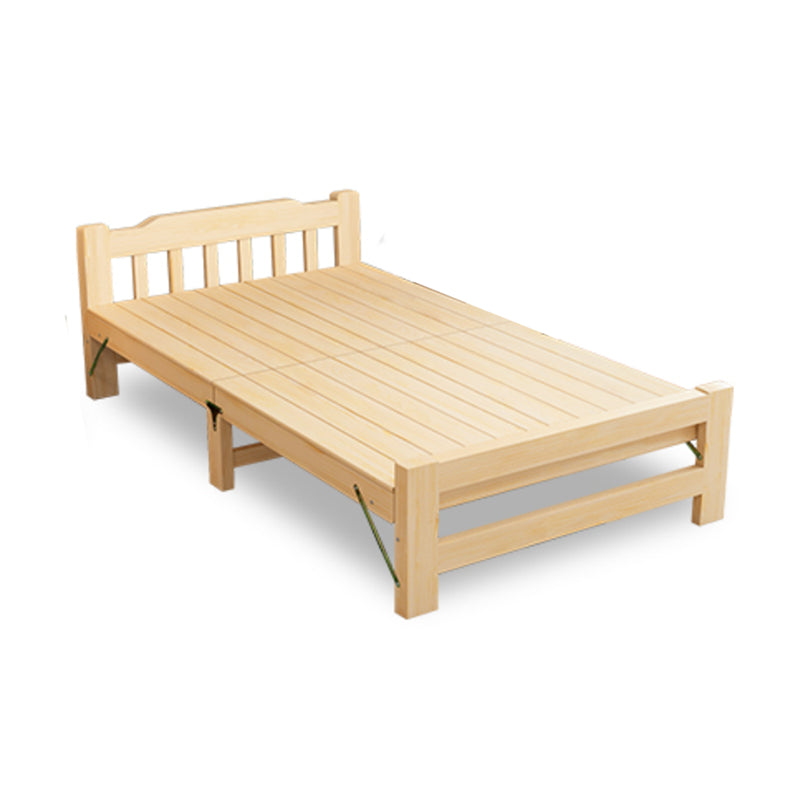 Natural Pine Wood Bed Frame Nordic 21.65" H Folding Bed with Headboard