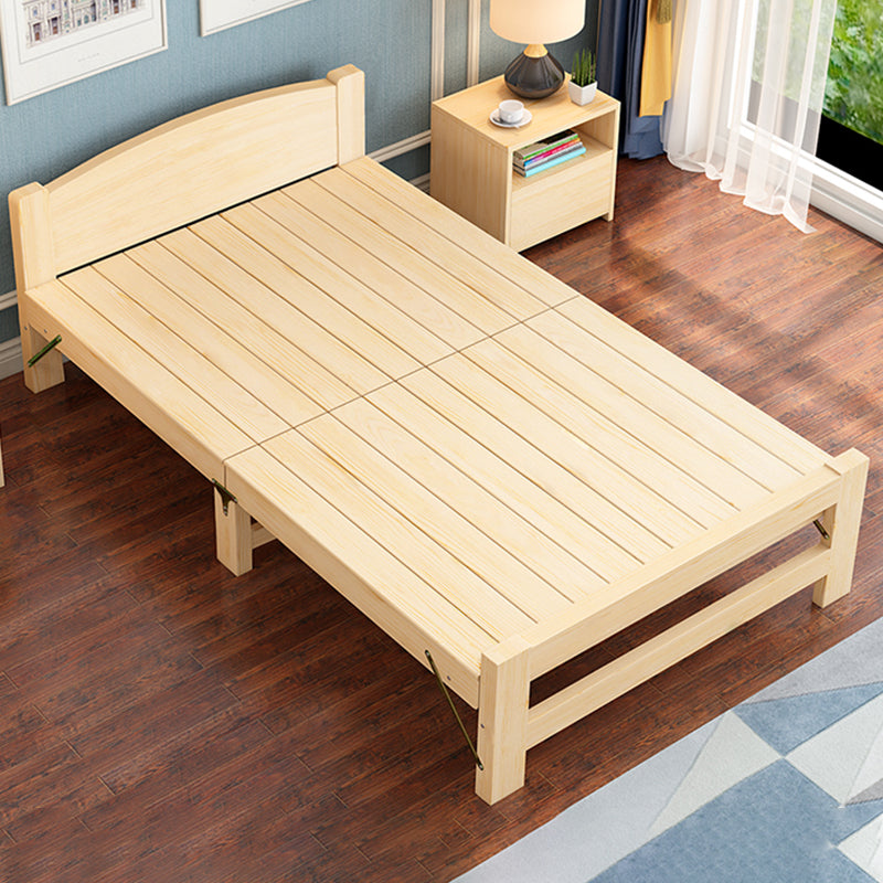 Natural Pine Wood Bed Frame Nordic 21.65" H Folding Bed with Headboard