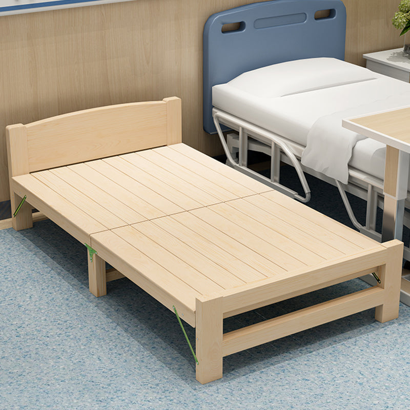 Natural Pine Wood Bed Frame Nordic 21.65" H Folding Bed with Headboard