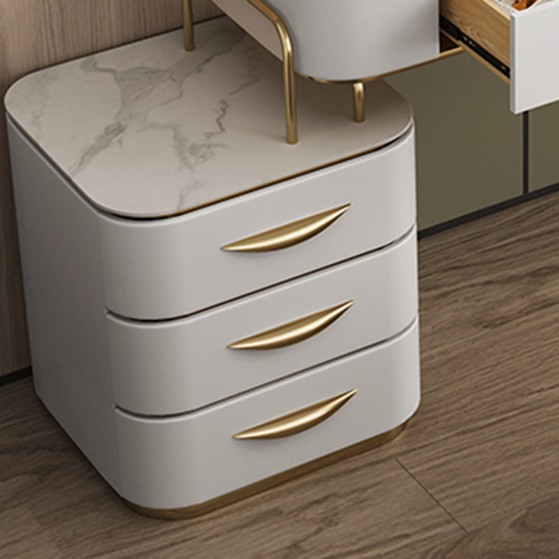 Glam Wood Vanity Dressing Table Slate Top Makeup Vanity Set with Drawers