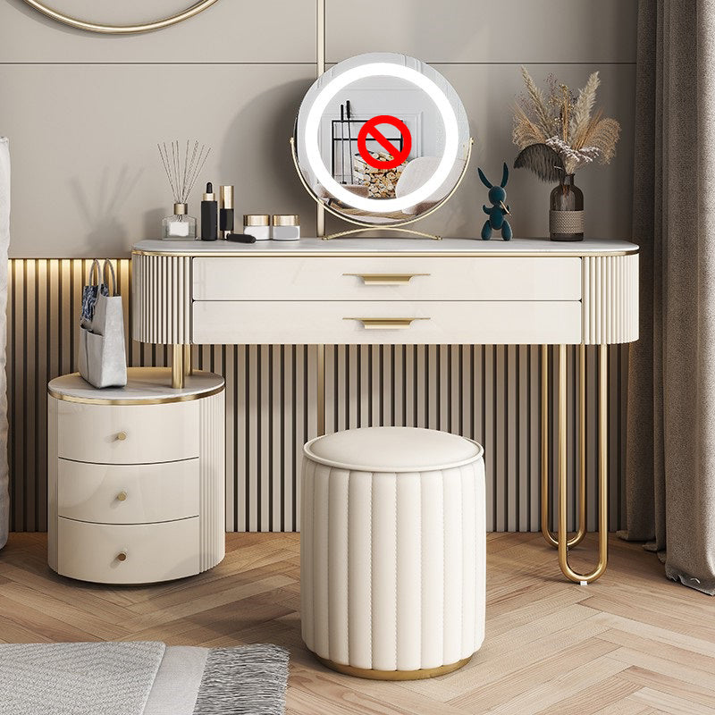 Slate Top Glam Makeup Counter Solid Wood Dressing Table with Drawers