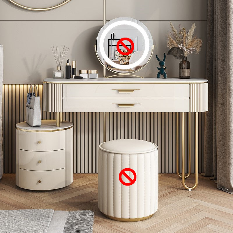 Slate Top Glam Makeup Counter Solid Wood Dressing Table with Drawers