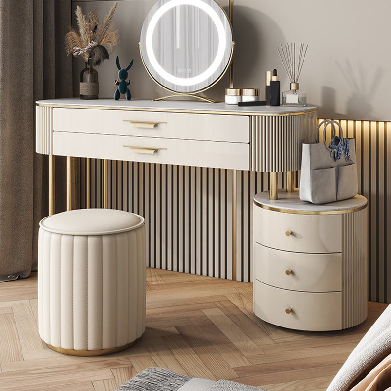 Slate Top Glam Makeup Counter Solid Wood Dressing Table with Drawers