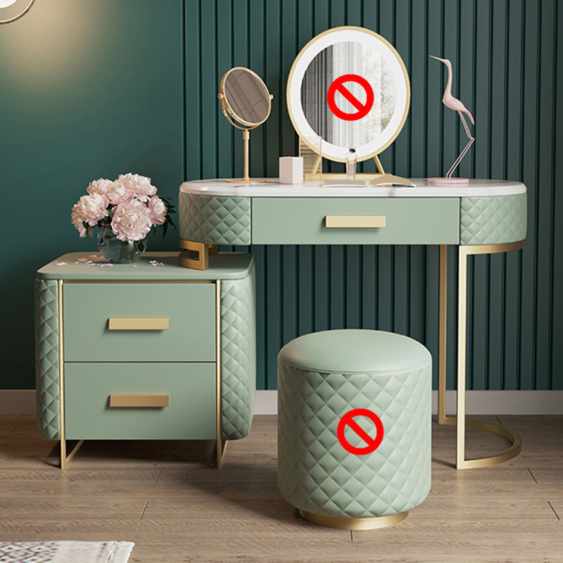 Glam 3 Drawer Vanity Dressing Table Set Faux Leather Dressing Table