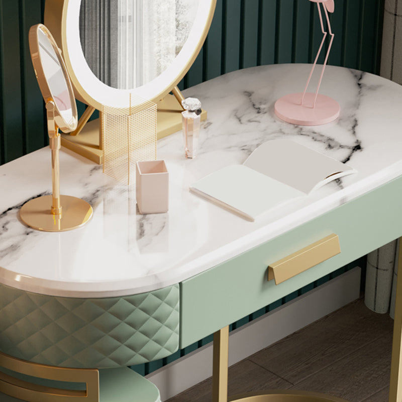 Glam 3 Drawer Vanity Dressing Table Set Faux Leather Dressing Table